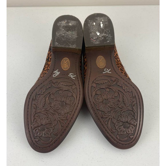 Women Sofft Severn cow hair leather leopard print heeled slip-on shoes, 7.5M - Picture 7 of 8